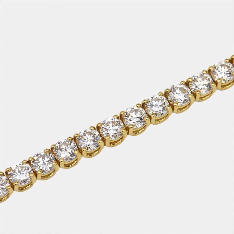 Pre Owned 5.30 cts Round Brilliant Lab Grown Diamonds 18k Yellow Gold Tennis Bracelet