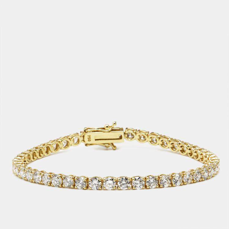 Pre Owned 6.00 cts Round Brilliant Lab Grown Diamonds 18k Yellow Gold Tennis Bracelet