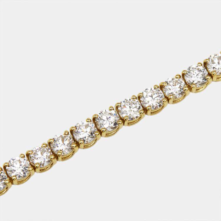 Pre Owned 8.00 cts Round Brilliant Lab Grown Diamonds 18k Yellow Gold Tennis Bracelet