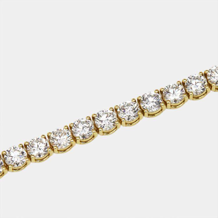 Pre Owned 11 cts Round Brilliant Lab Grown Diamonds 18k Yellow Gold Tennis Bracelet
