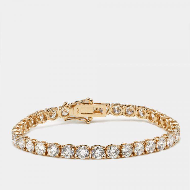 Pre Owned 11 cts Round Brilliant Lab Grown Diamonds 18k Rose Gold Tennis Bracelet
