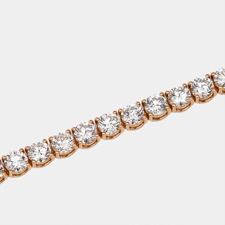 Pre Owned 11 cts Round Brilliant Lab Grown Diamonds 18k Rose Gold Tennis Bracelet