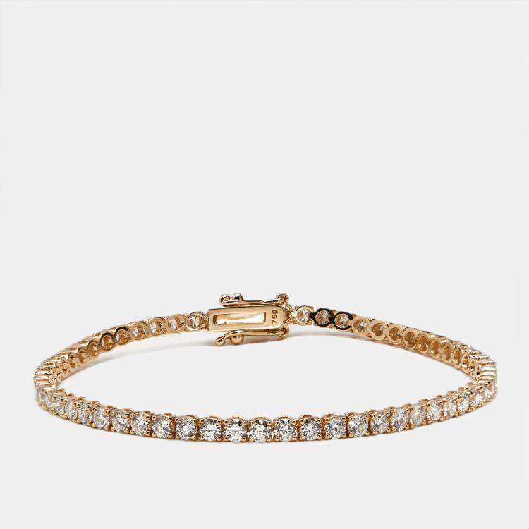 Pre Owned 3.50 cts Round Brilliant Lab Grown Diamonds 18k Rose Gold Tennis Bracelet