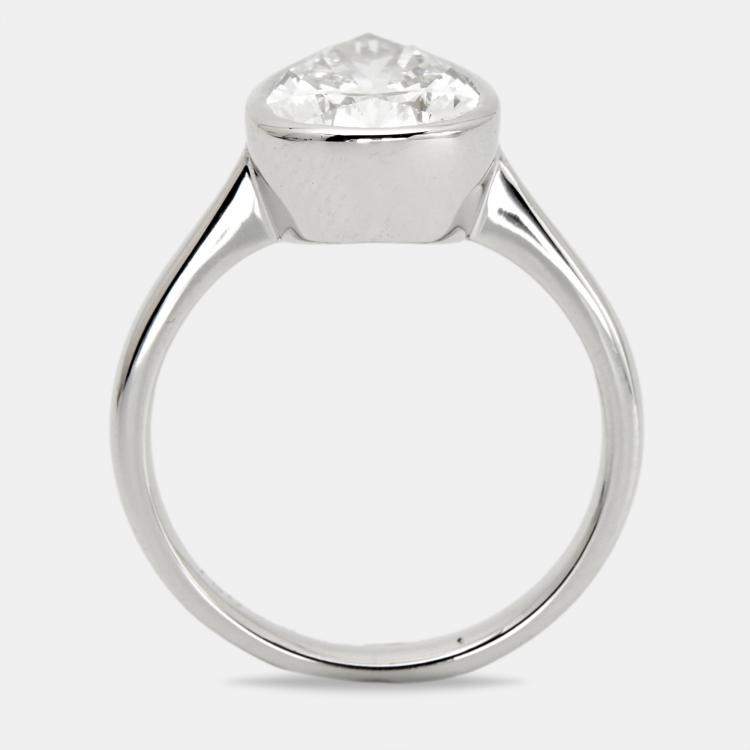 Pre Owned 3.00 cts Pear Brilliant Cut Lab Grown Diamond 18k White Gold Ring Size 51