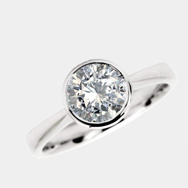 Pre Owned 1.30 cts Round Brilliant Cut Lab Grown Diamond 18k White Gold Ring Size 51