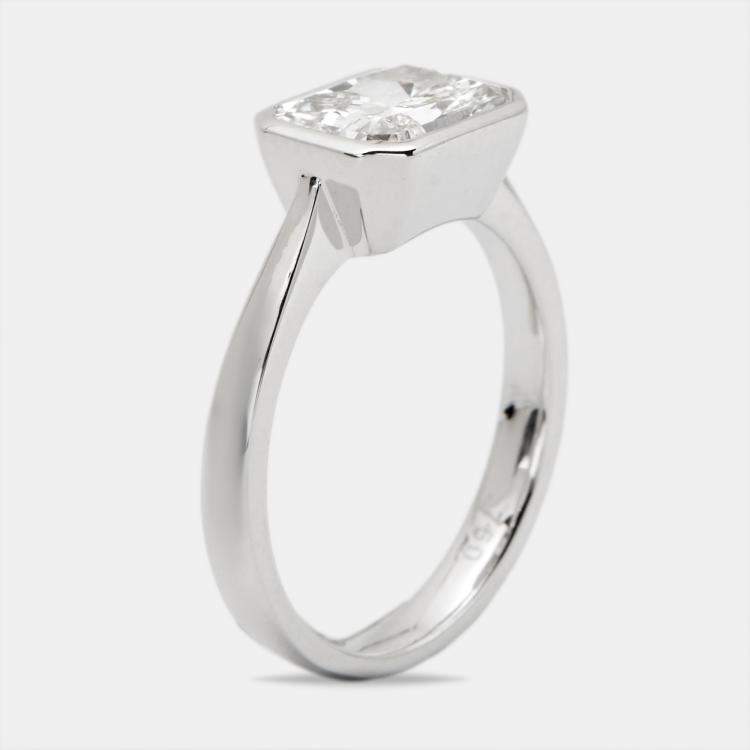 Pre Owned 2.00 cts Radiant Cut Lab Grown Diamond 18k White Gold Ring Size 51