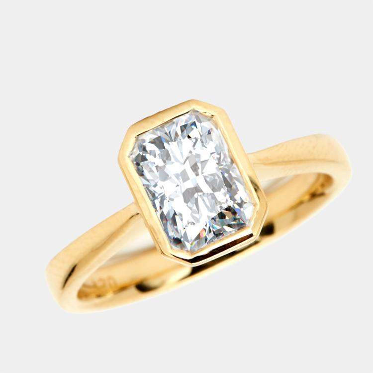Pre Owned 1.50 cts Radiant Brilliant Cut 18k Yellow Gold Lab Grown Diamonds Ring Size 51