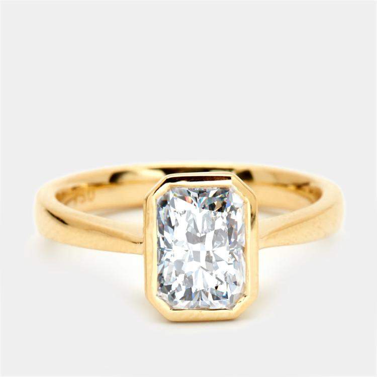 Pre Owned 1.50 cts Radiant Brilliant Cut 18k Yellow Gold Lab Grown Diamonds Ring Size 51