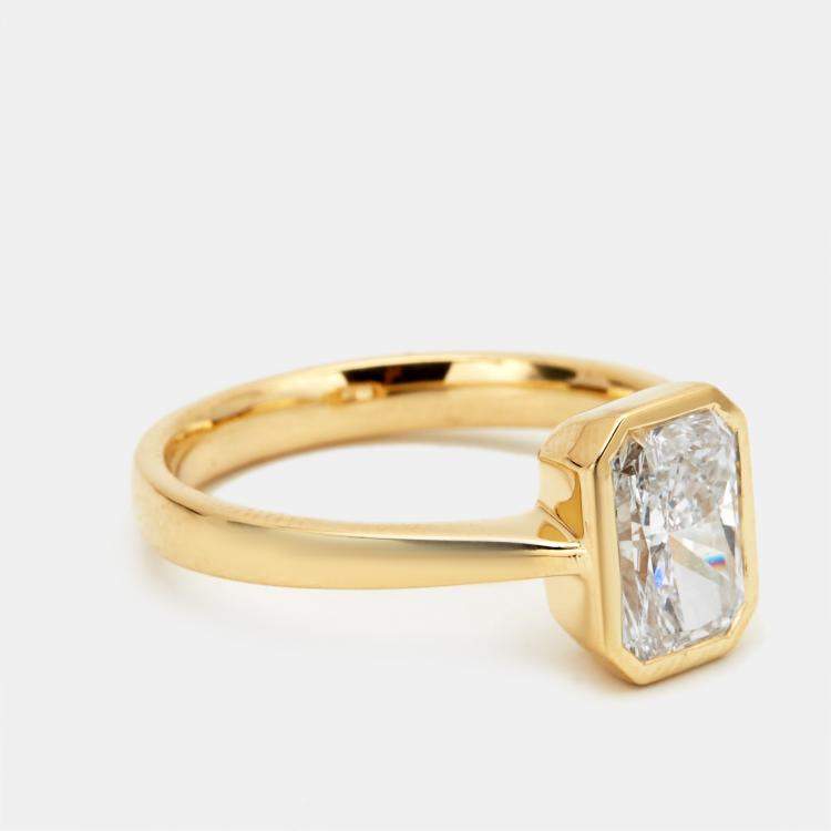 Pre Owned 1.50 cts Radiant Brilliant Cut 18k Yellow Gold Lab Grown Diamonds Ring Size 51