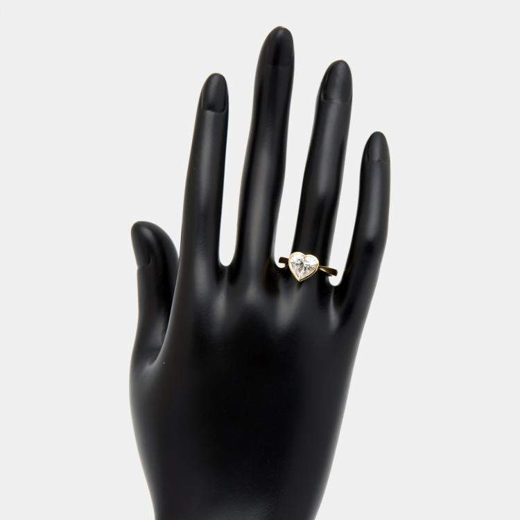 مملوكة مسبقًا 2.00 cts Heart Brilliant 18k Yellow Gold Lab Grown Diamonds Ring Size 51