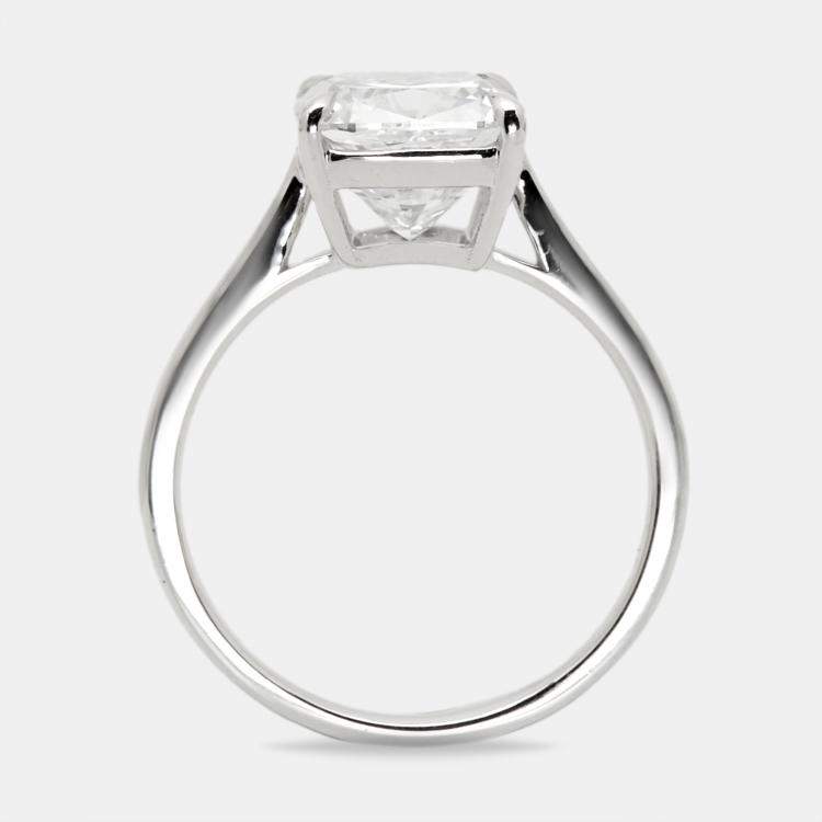 Pre Owned 3.00 cts Cushion Brilliant Lab Grown Diamond 18k White Gold Ring Size 51