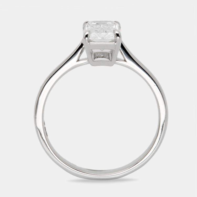 Pre Owned 1.50 cts Radiant Brilliant Cut 18k White Gold Lab Grown Diamonds Ring Size 51