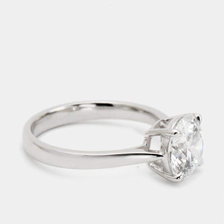 Pre Owned 3.15 cts Round Brilliant Lab Grown Diamond 18k White Gold Ring Size 51
