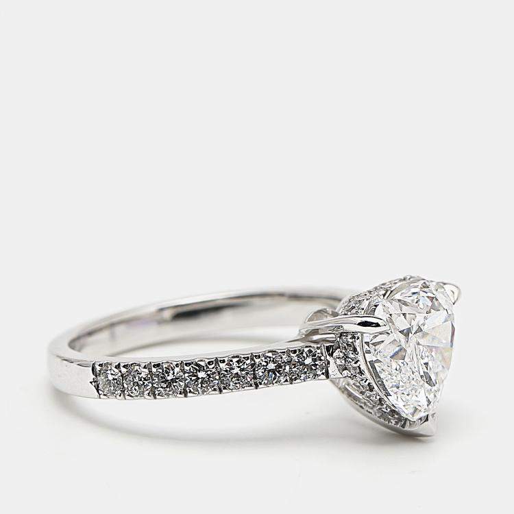 مملوكة مسبقًا 2.50 cts Heart Brilliant Round 18k White Gold Lab Grown Diamonds Ring Size 51