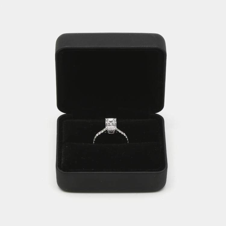 Pre Owned 2.40 cts Emerald Cut Round Brilliant 18k White Gold Lab Grown Diamonds Ring Size 51