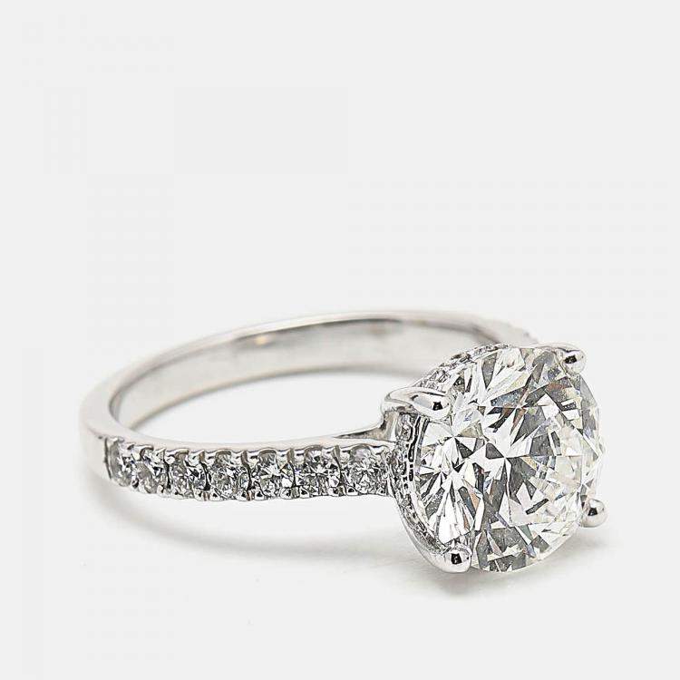 Pre Owned 3.50 cts 18k White Gold Round Brilliant Lab Grown Diamonds Ring Size 53