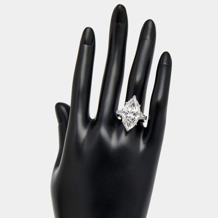 Pre Owned 11.00 cts Marquise and Tapper Lab Grown Diamond 18k White Gold Ring Size 53