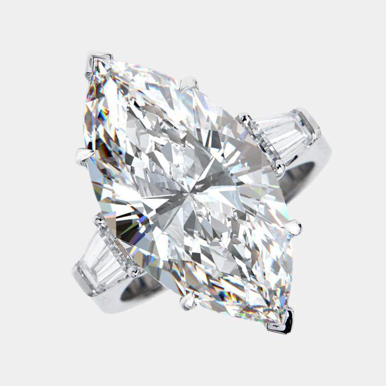 Pre Owned 11.00 cts Marquise and Tapper Lab Grown Diamond 18k White Gold Ring Size 53