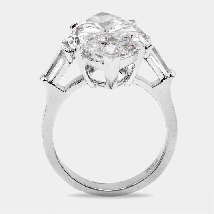 Pre Owned 11.00 cts Marquise and Tapper Lab Grown Diamond 18k White Gold Ring Size 53