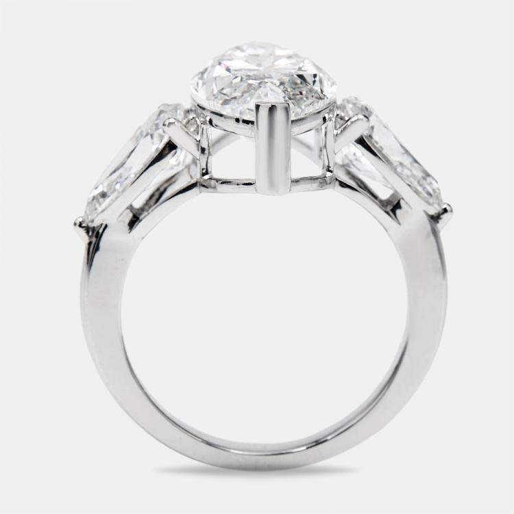 Pre Owned 7.10 cts Marquise and Pear Lab Grown Diamond 18k White Gold Ring Size 53