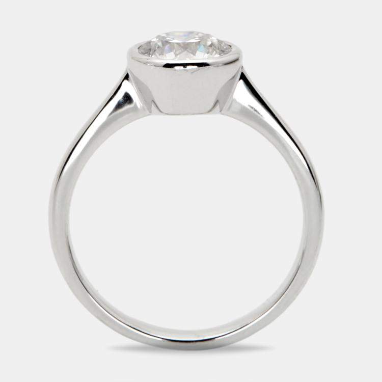 Pre Owned 1.30 cts Round Brilliant Cut Lab Grown Diamond 18k White Gold Ring Size 53