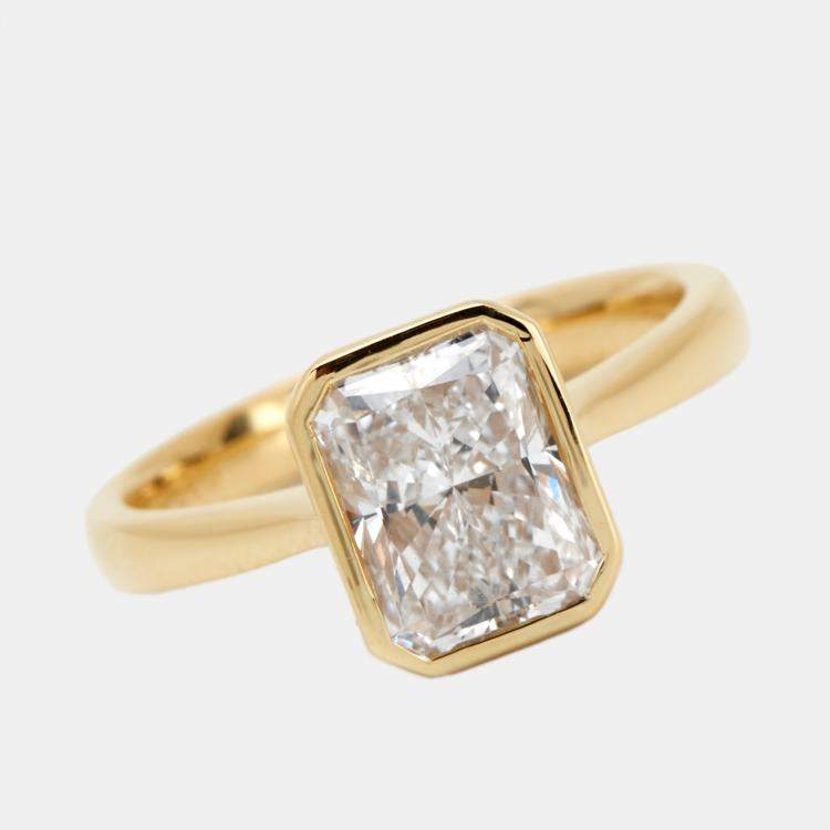 مملوكة مسبقًا 2.00 cts Radiant Brilliant 18k Yellow Gold Lab Grown Diamonds Ring Size 53
