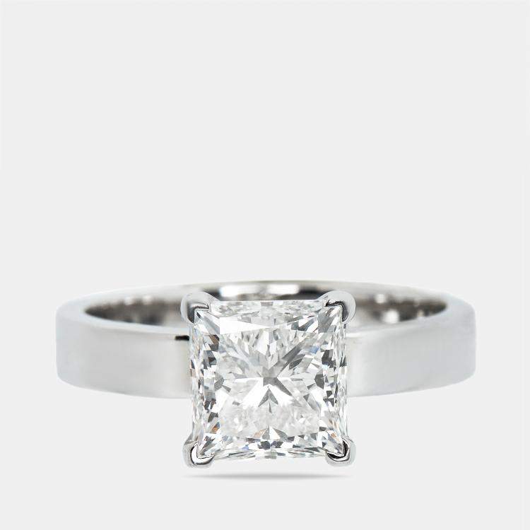Pre Owned 2.00 cts Princess Cut Lab Grown Diamond 18k White Gold Ring Size 53