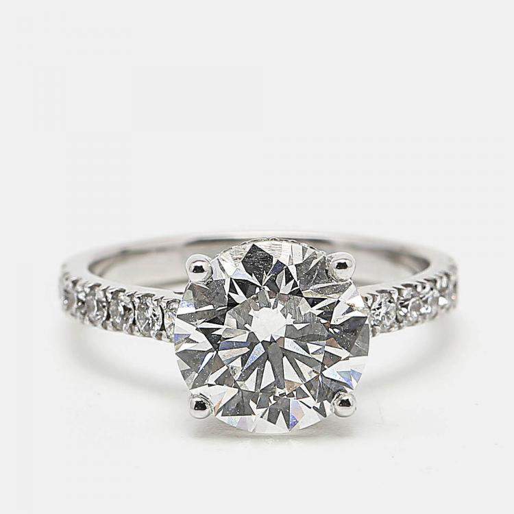 Pre Owned 3.50 cts 18k White Gold Round Brilliant Lab Grown Diamonds Ring Size 54