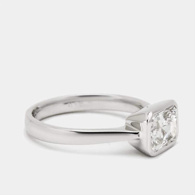 Pre Owned 1.50 cts Radiant Cut Lab Grown Diamond 18k White Gold Ring Size 54