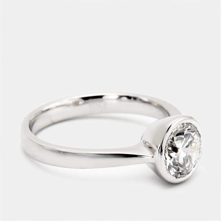 مملوكة مسبقًا 1.30 cts Round Brilliant Cut Lab Grown Diamond 18k White Gold Ring Size 54