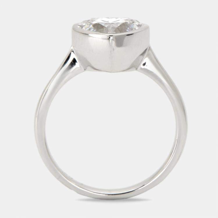 Pre Owned 2.00 cts Heart Brilliant Cut Lab Grown Diamond 18k White Gold Ring Size 54