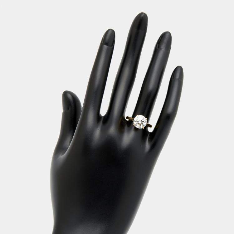 Pre Owned 3.00 cts Round Brilliant Lab Grown Diamond 18k Yellow Gold Ring Size 54