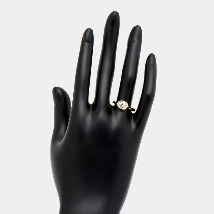 مملوكة مسبقًا 1.10 cts Oval Brilliant 18k Yellow Gold Lab Grown Diamonds Ring Size 54