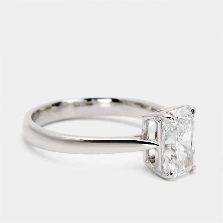 مملوكة مسبقًا 1.50 cts Radiant Brilliant Cut 18k White Gold Lab Grown Diamonds Ring Size 54