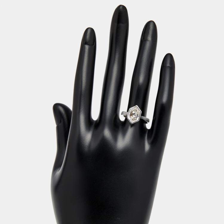Pre Owned 2.75 cts Hexagon Cut Lab Grown Diamond 18k White Gold Ring Size 54