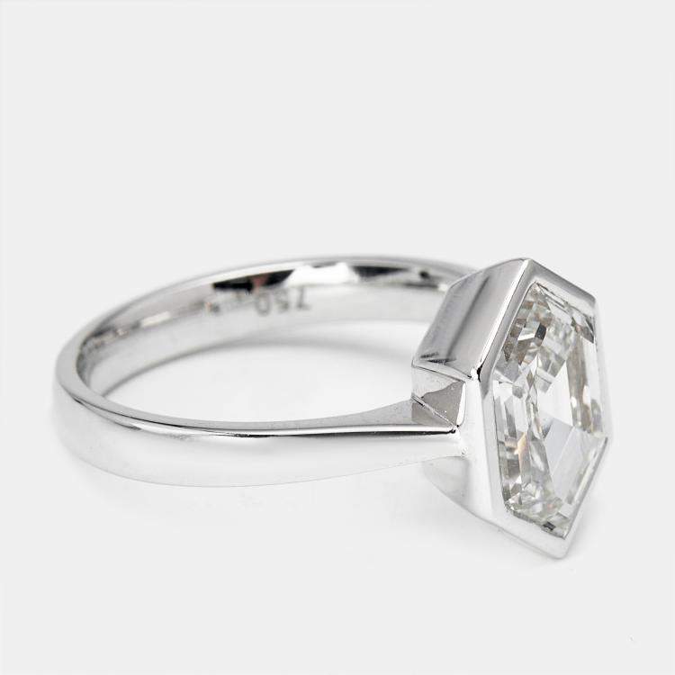 Pre Owned 2.75 cts Hexagon Cut Lab Grown Diamond 18k White Gold Ring Size 54