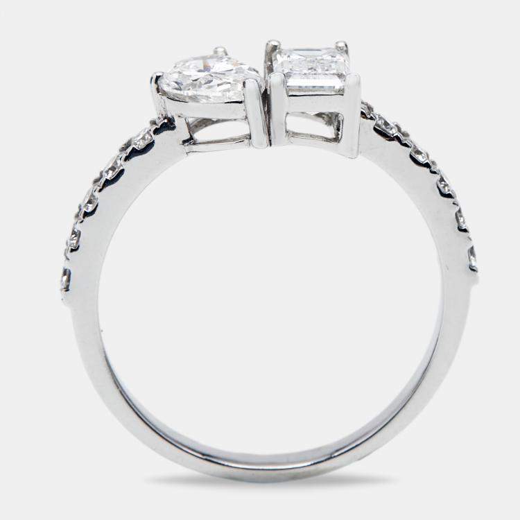 Pre Owned 1.30 cts Lab Grown Diamond 18k White Gold Ring Size 52