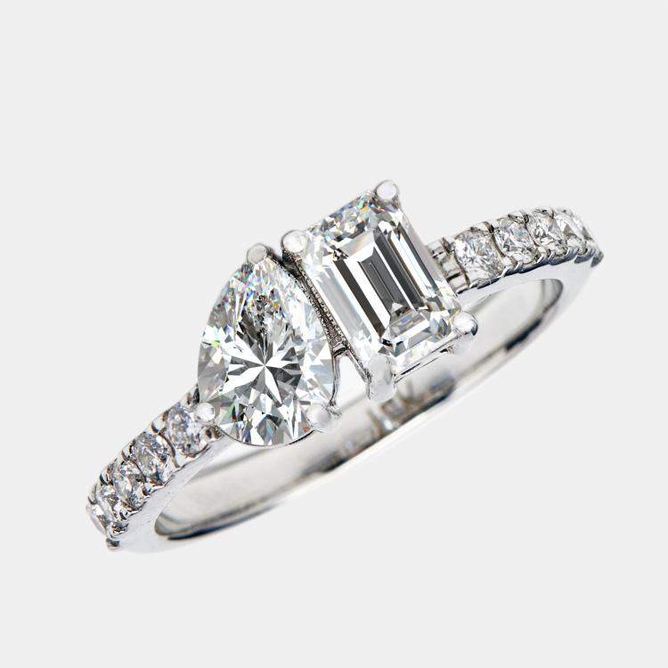 Pre Owned 1.30 cts Lab Grown Diamond 18k White Gold Ring Size 53