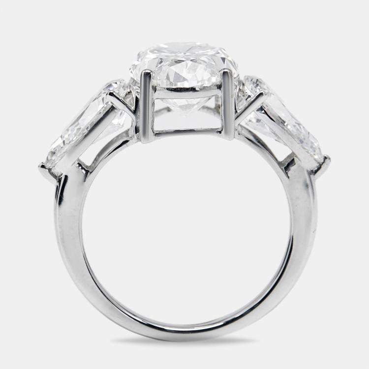 Pre Owned 7.45 cts Oval and Pear Lab Grown Diamond 18k White Gold Ring Size 51