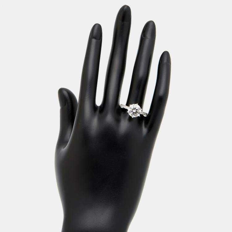 Pre Owned 3.65 cts Round Brilliant Lab Grown Diamond 18k White Gold Ring Size 51