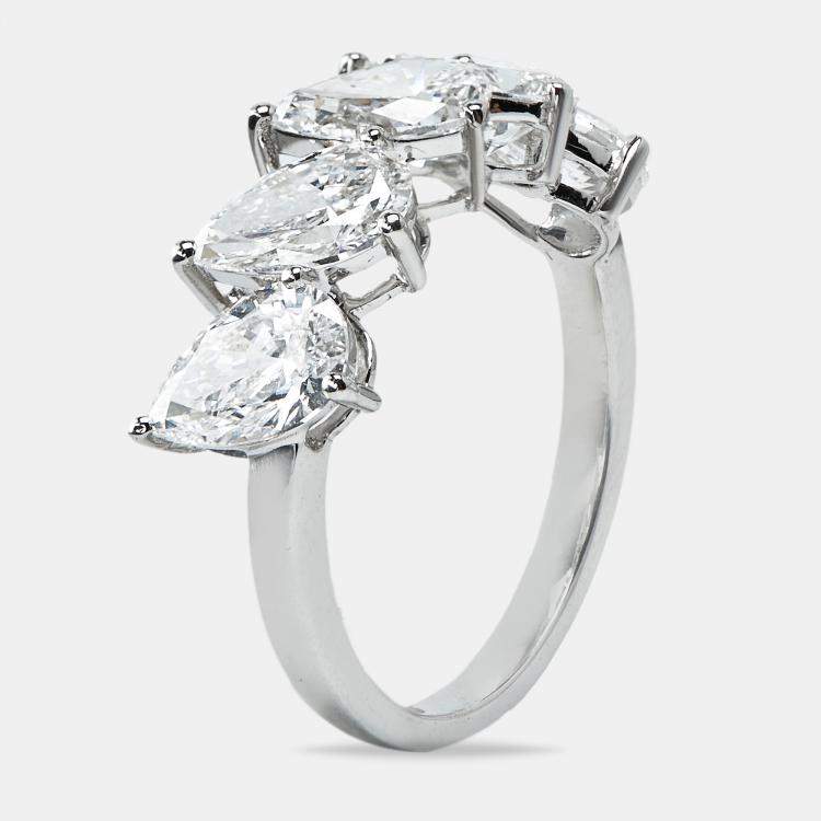 Pre Owned 2.50 cts Pear Brilliant Cut 18k Lab Grown Diamond 18k White Gold Ring Size 51