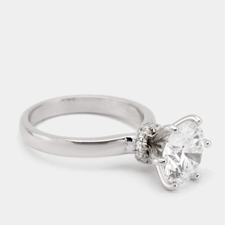 Pre Owned 3.00 cts Round Brilliant Cut Lab Grown Diamond 18k White Gold Ring Size 52