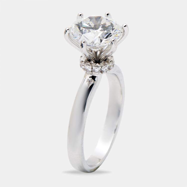Pre Owned 3.00 cts Round Brilliant Cut Lab Grown Diamond 18k White Gold Ring Size 52