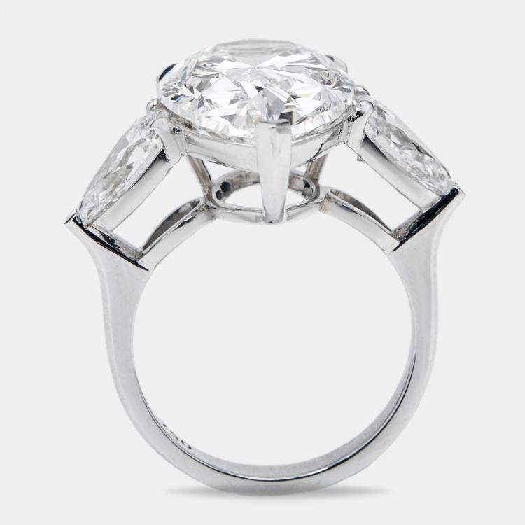 Pre Owned 12.00 cts Pear Brilliant Cut Lab Grown Diamond 18k White Gold Ring Size 54