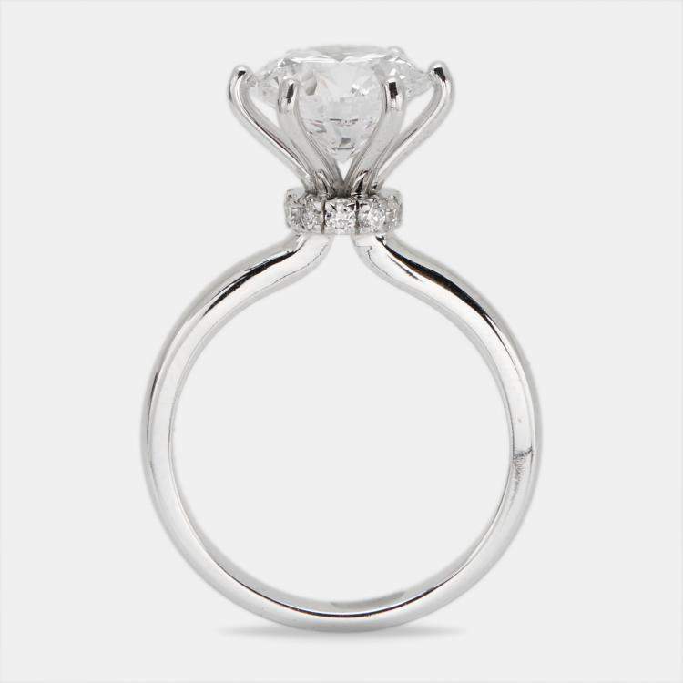 Pre Owned 3.00 cts Round Brilliant Cut Lab Grown Diamond 18k White Gold Ring Size 54