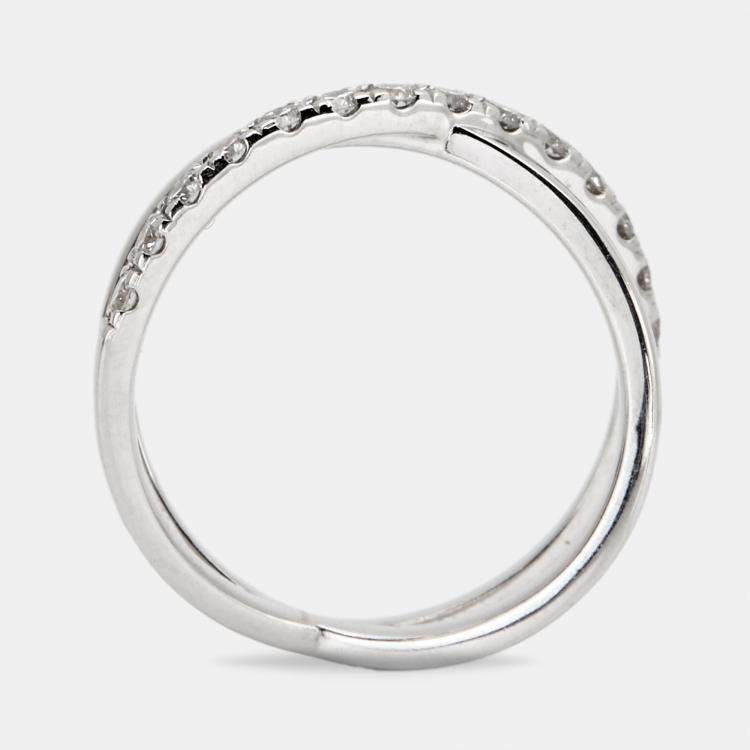 مملوكة مسبقًا 0.65 cts Round Brilliant Lab Grown Diamond 18k White Gold Ring Size 54