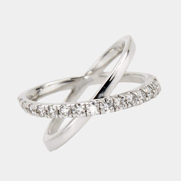مملوكة مسبقًا 0.65 cts Round Brilliant Lab Grown Diamond 18k White Gold Ring Size 54