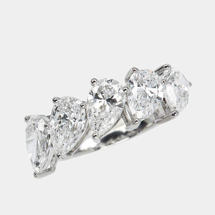 Pre Owned 2.50 cts Pear Brilliant Cut 18k Lab Grown Diamond 18k White Gold Ring Size 54