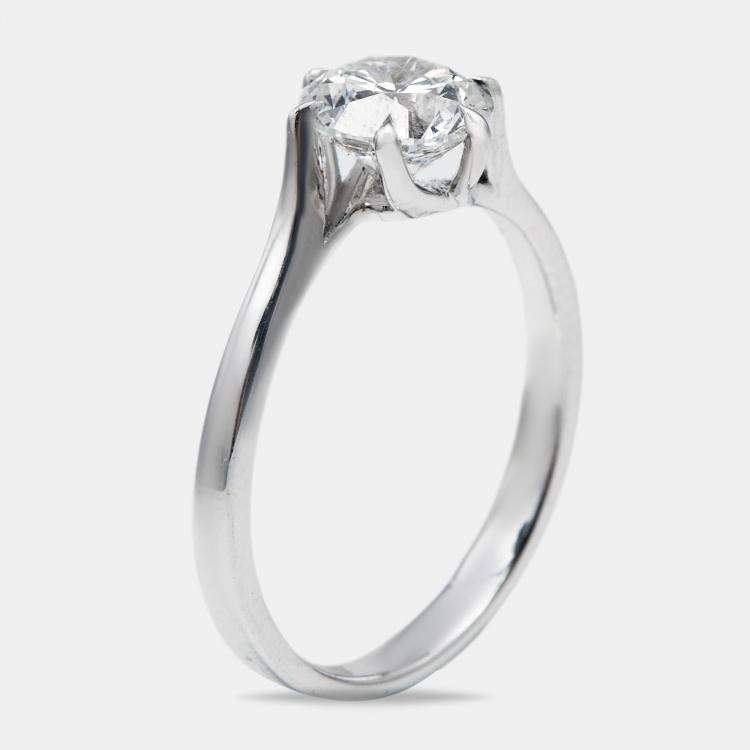 Pre Owned 1.00 cts Round Brilliant Lab Grown Diamond 18k White Gold Ring Size 53