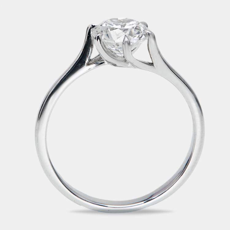 Pre Owned 1.00 cts Round Brilliant Lab Grown Diamond 18k White Gold Ring Size 53